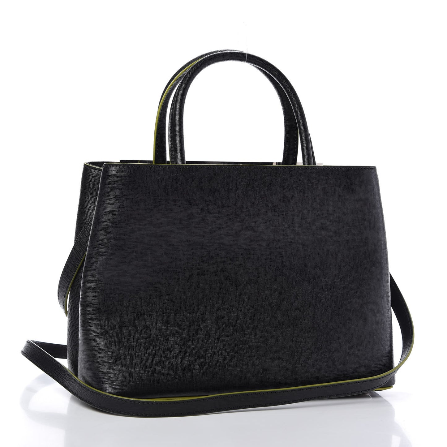 Vitello Elite Shearling Block Letter Petite 2Jours Tote Black