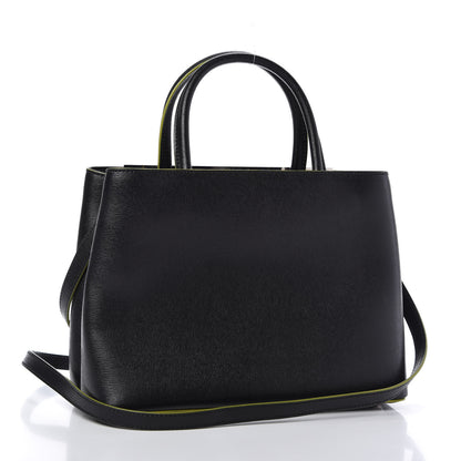 Fendi Vitello Elite Shearling Block Letter Petite 2Jours Tote Black 3 of 10