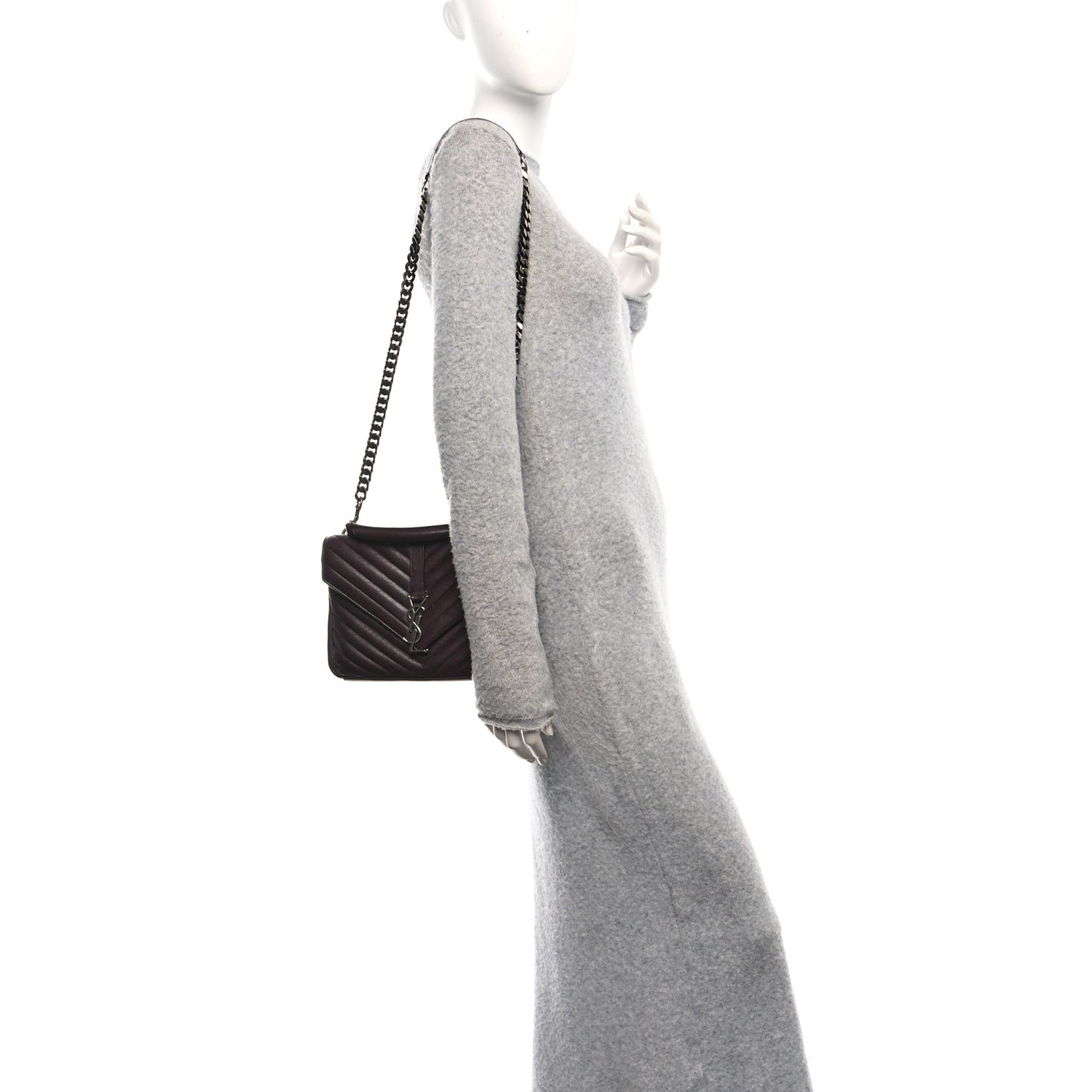 Sheepskin Matelasse Chevron Monogram Medium College Bag Amaranto