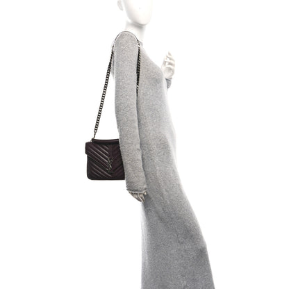 Saint Laurent Sheepskin Matelasse Chevron Monogram Medium College Bag Amaranto 3 of 14