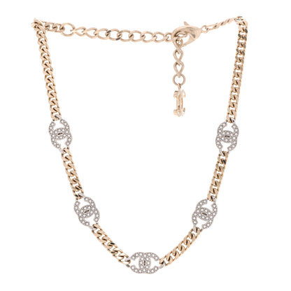 Chanel Crystal Chain CC Link Choker Gold Silver 3 of 7
