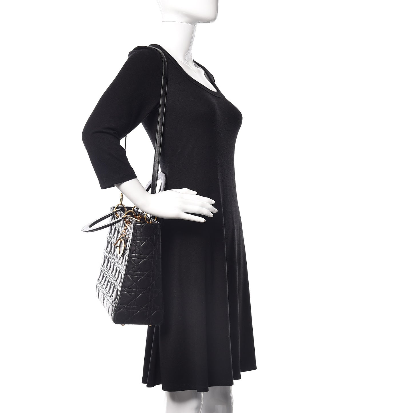 Lambskin Cannage Large Lady Dior Black