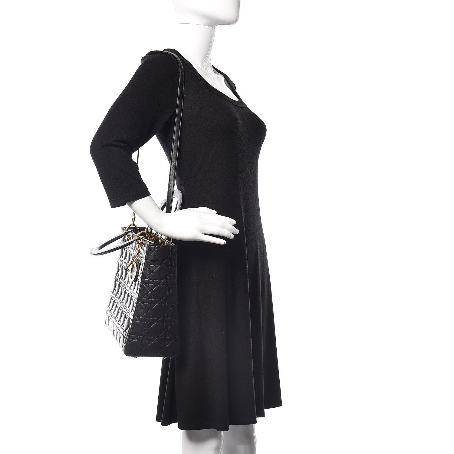 Christian Dior Lambskin Cannage Large Lady Dior Black 2 of 18