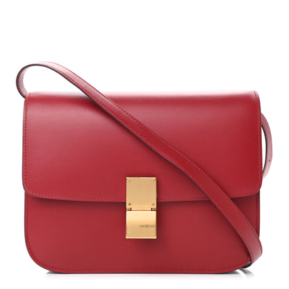Celine Box Calfskin Medium Classic Box Flap Bag Red 1 of 10