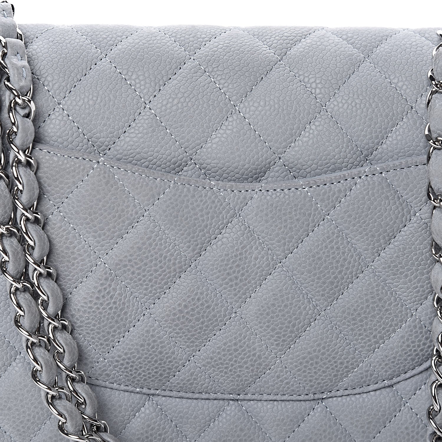 Chanel Iridescent Caviar Quilted Medium Double Flap Light Grey 11 of 14