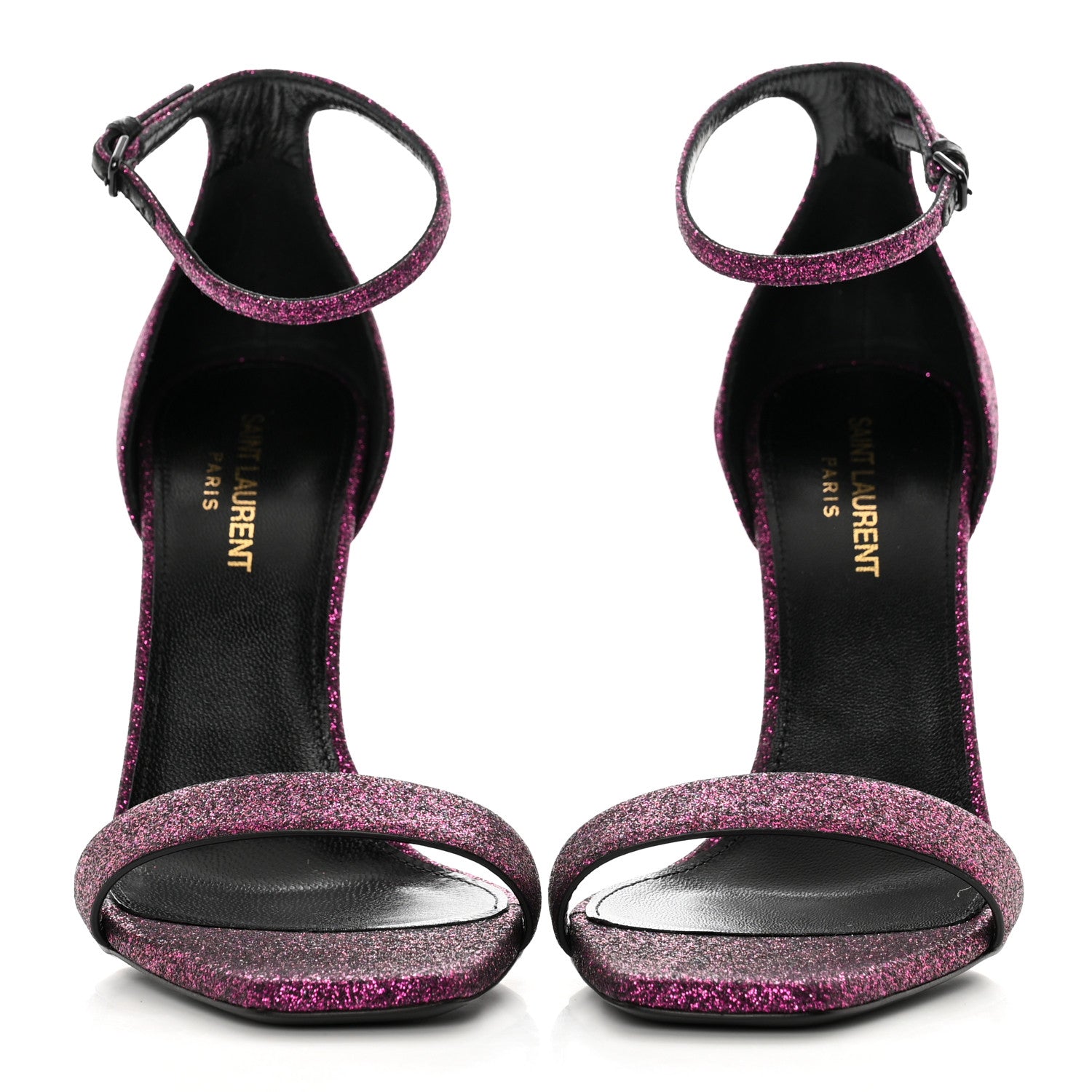 Saint Laurent Glitter Amber 105 Ankle Strap Sandals 38.5 Fuchsia 2 of 9