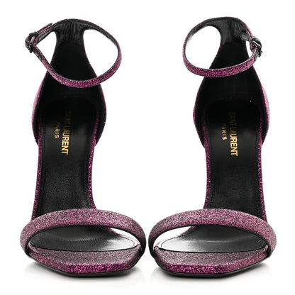 Saint Laurent Glitter Amber 105 Ankle Strap Sandals 38.5 Fuchsia 2 of 9