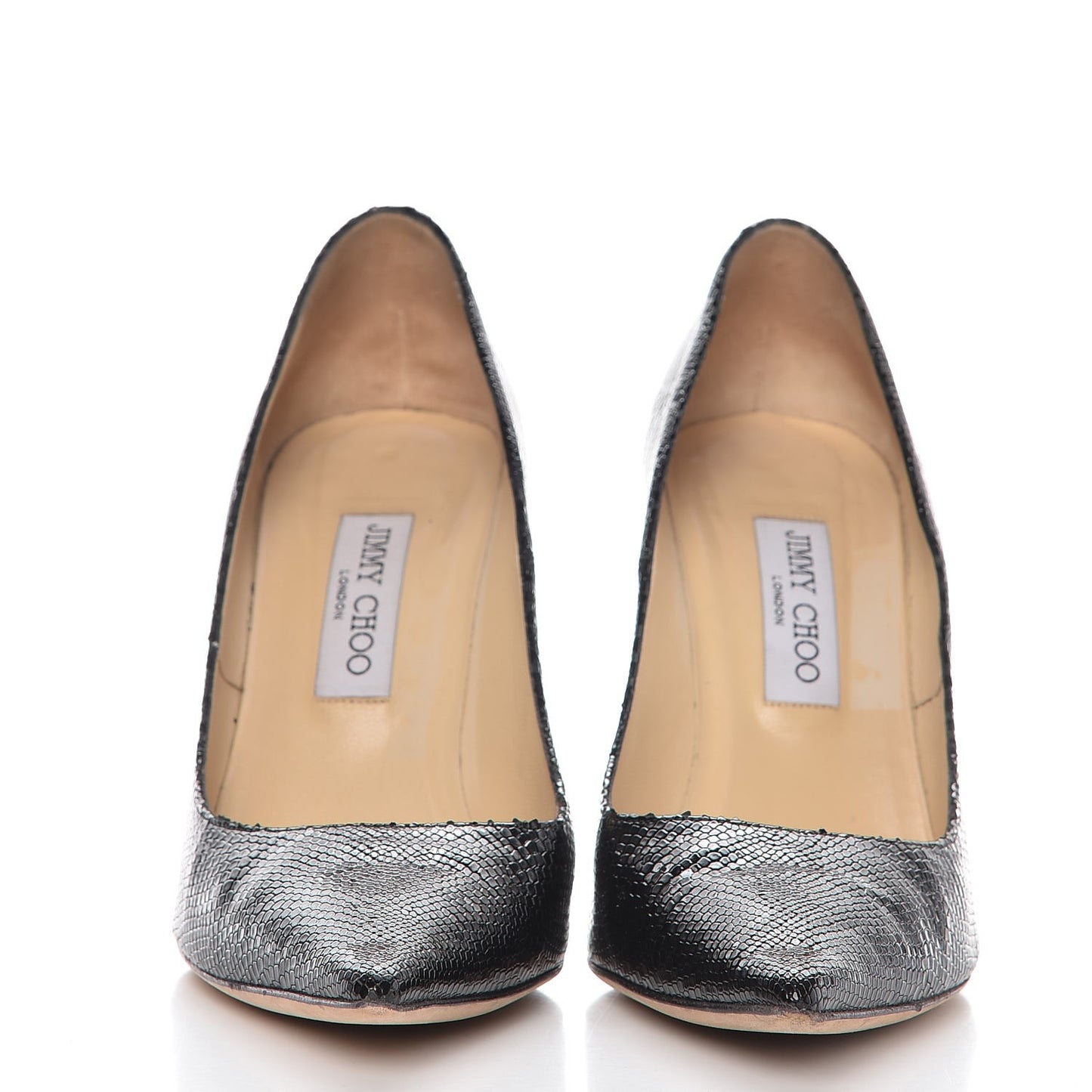 Snakeskin Pointed Toe Pumps 40 Black