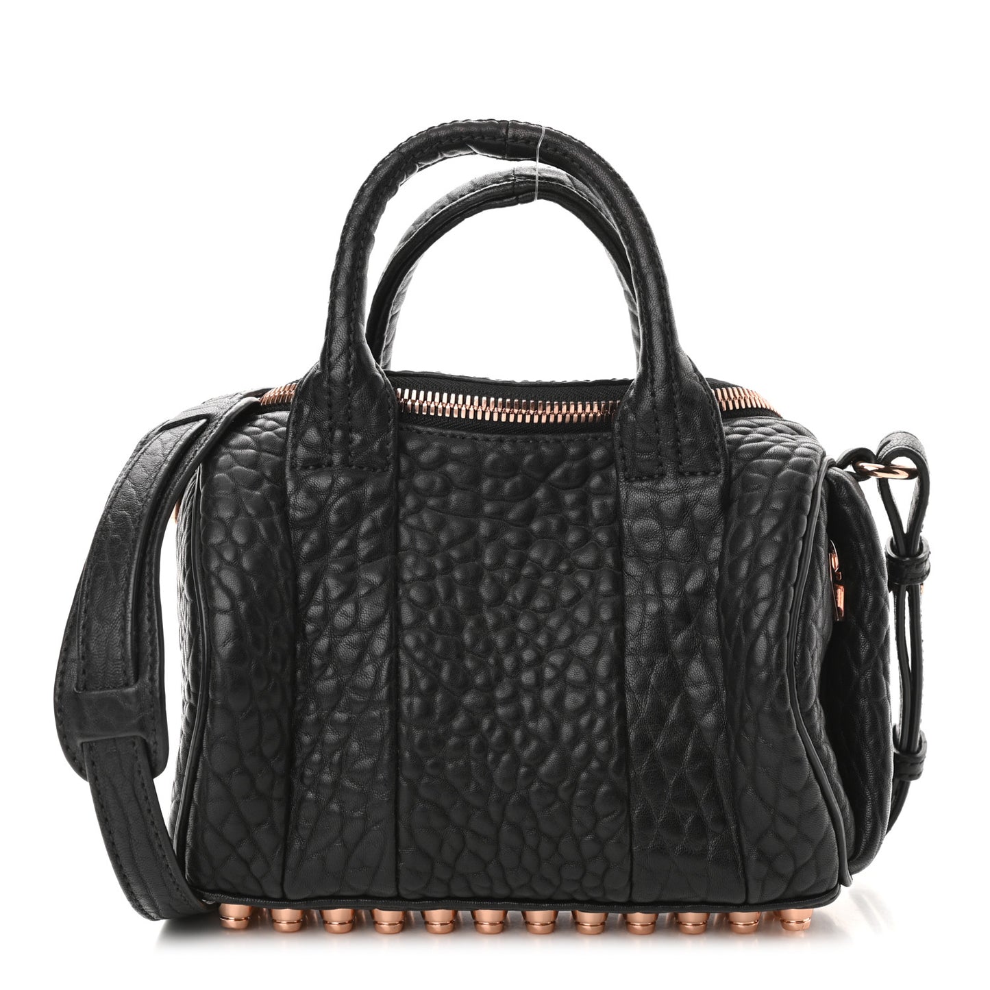 Pebbled Lambskin Mini Rockie Black Rose Gold Hardware