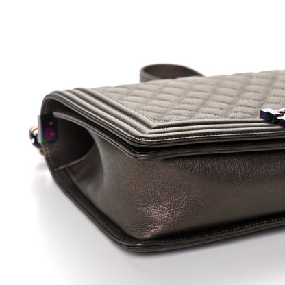 Chanel Iridescent Goatskin Quilted New Medium Boy Flap Bronze 7 of 9