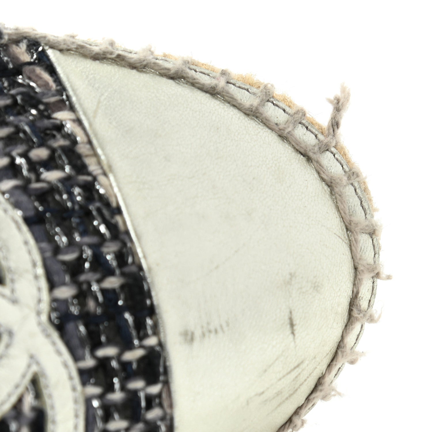 Chanel Metallic Tweed Lambskin CC Espadrilles 39 Blue Black Silver 15 of 16