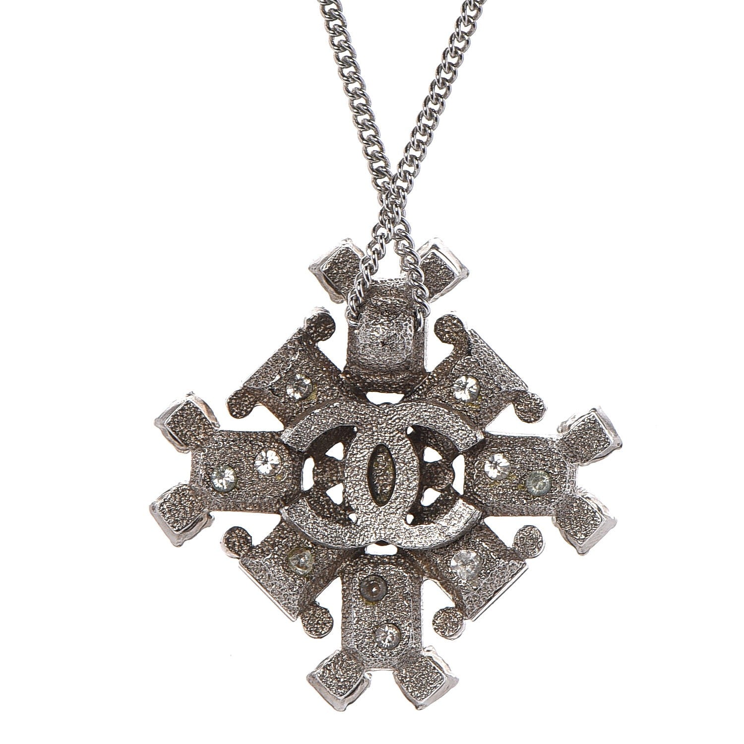 Chanel Crystal Baguette Necklace Silver 4 of 7