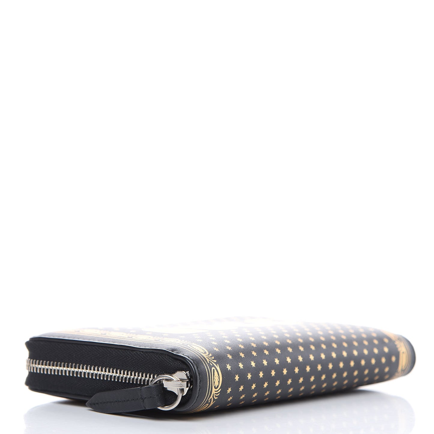 X SEGA Calfskin GUCCY Stars Zip Around Wallet Black Gold