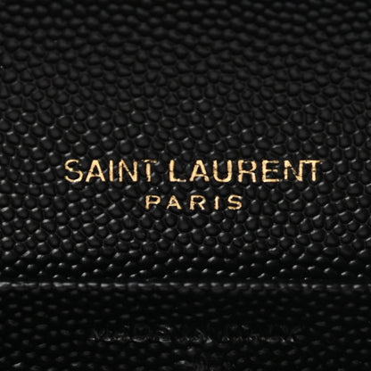 Saint Laurent Grain De Poudre Matelasse Chevron Monogram Flap Wallet Black 6 of 8