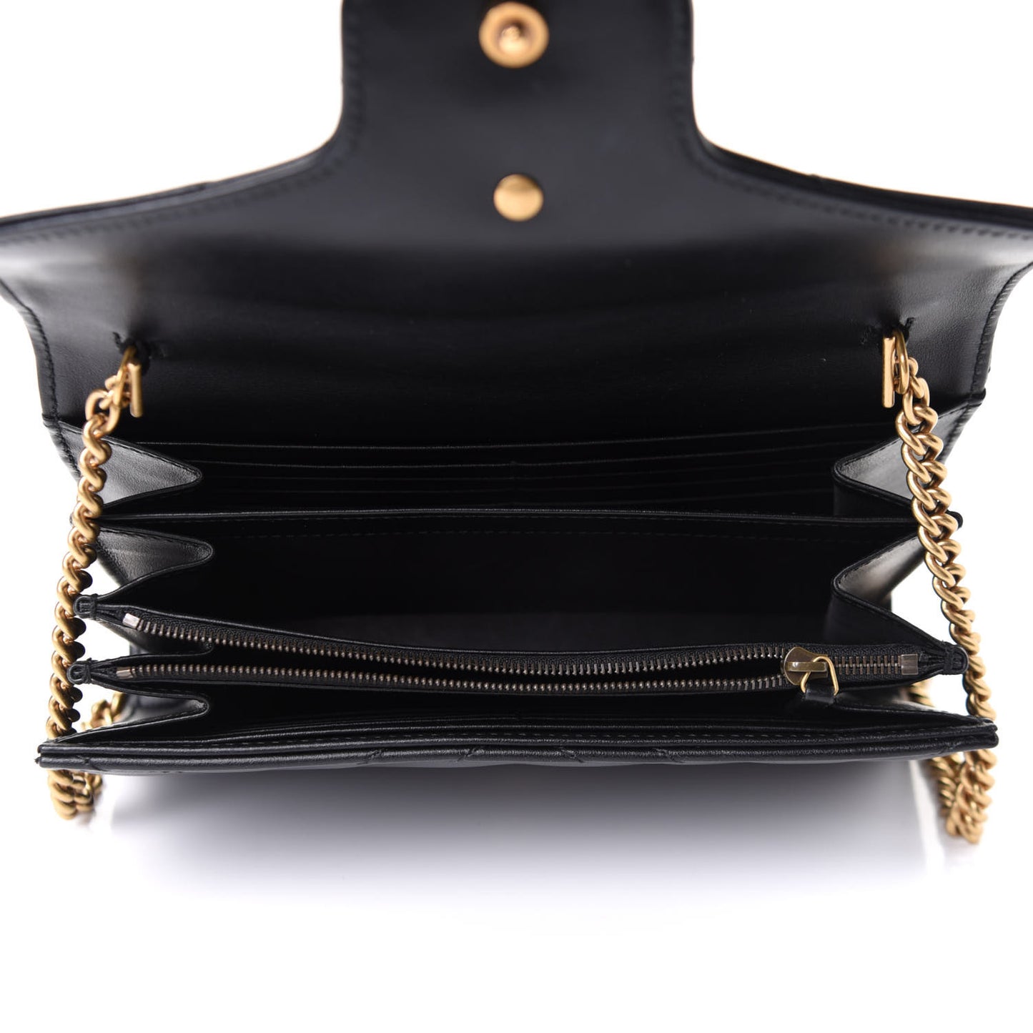 Calfskin Matelasse GG Marmont Chain Wallet Black