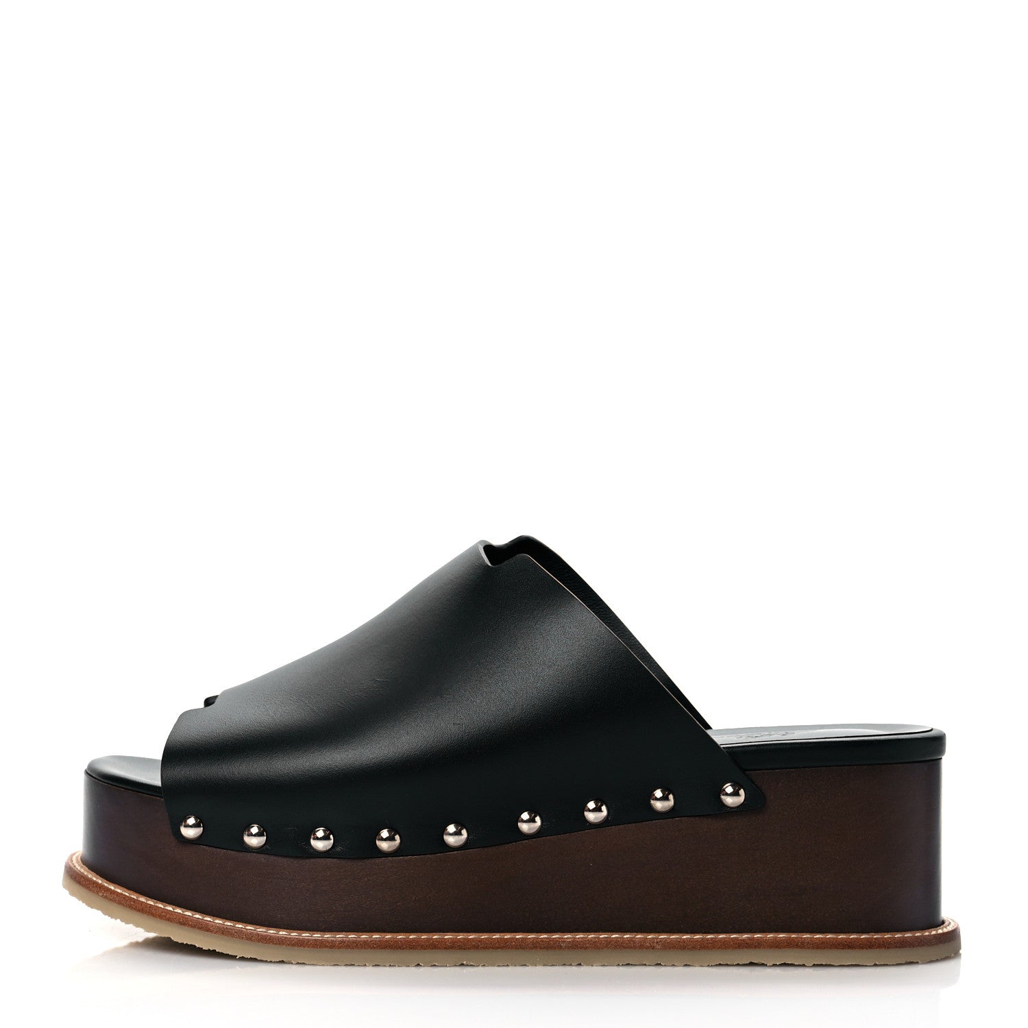 Hermes Calfskin Ellipse Sandals 37 Black 1 of 9