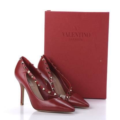 Valentino Garavani Nappa Rockstud Cross Strap D'Orsay 105mm Pumps 37 Red 9 of 9