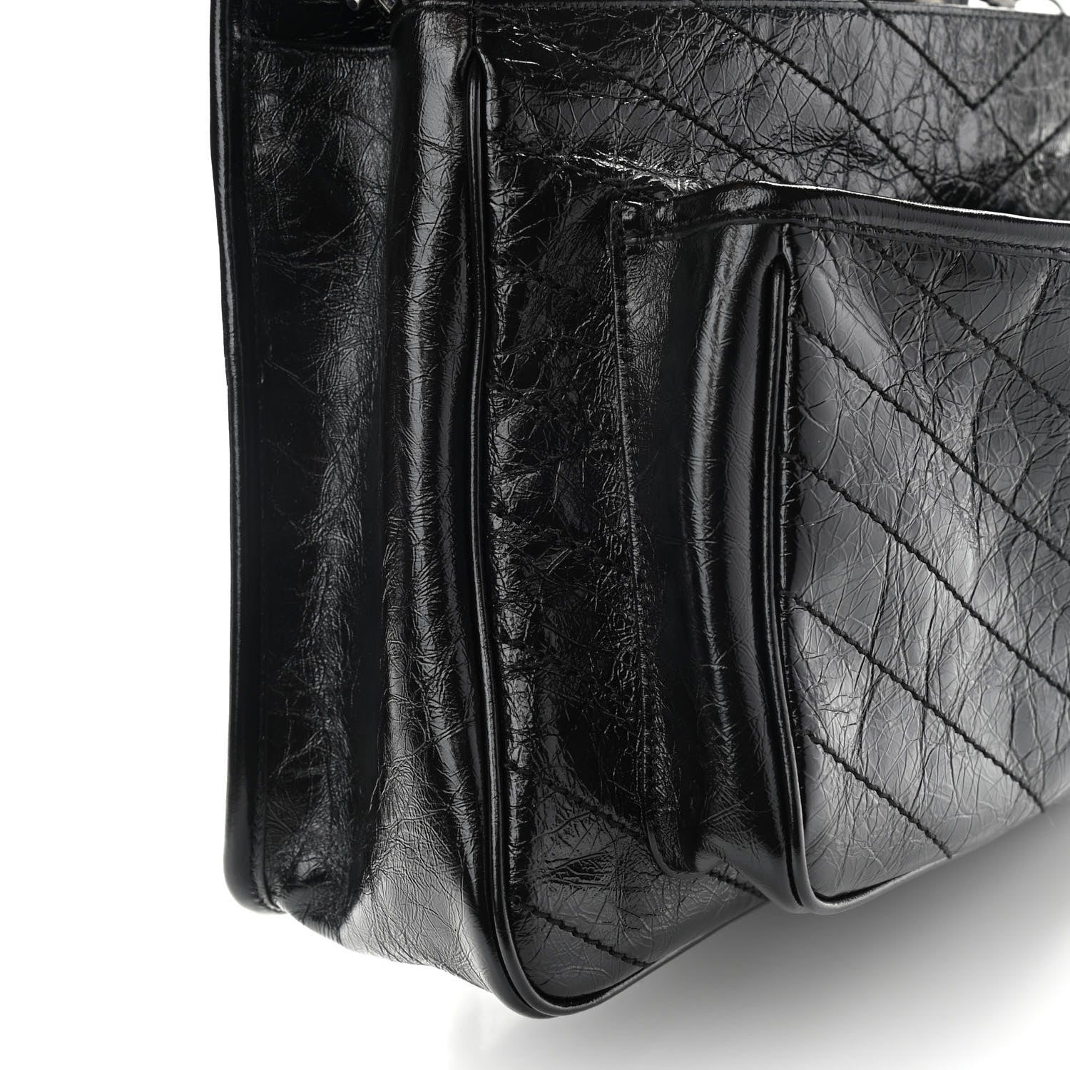 Saint Laurent Crinkled Calfskin Matelasse Monogram Large Niki Chain Satchel Black 11 of 12