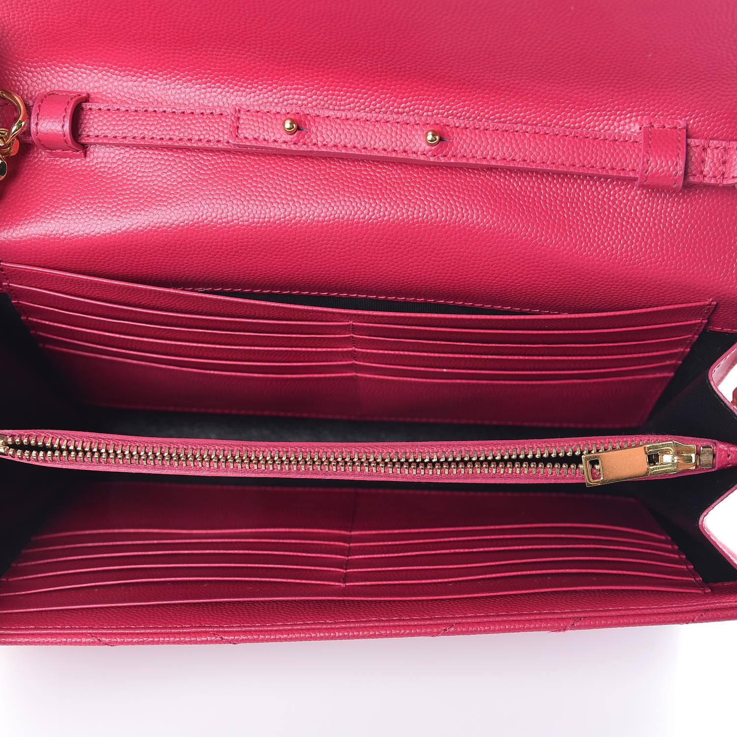 Saint Laurent Grain De Poudre Matelasse Chevron Monogram Chain Wallet Rose Clair 5 of 9