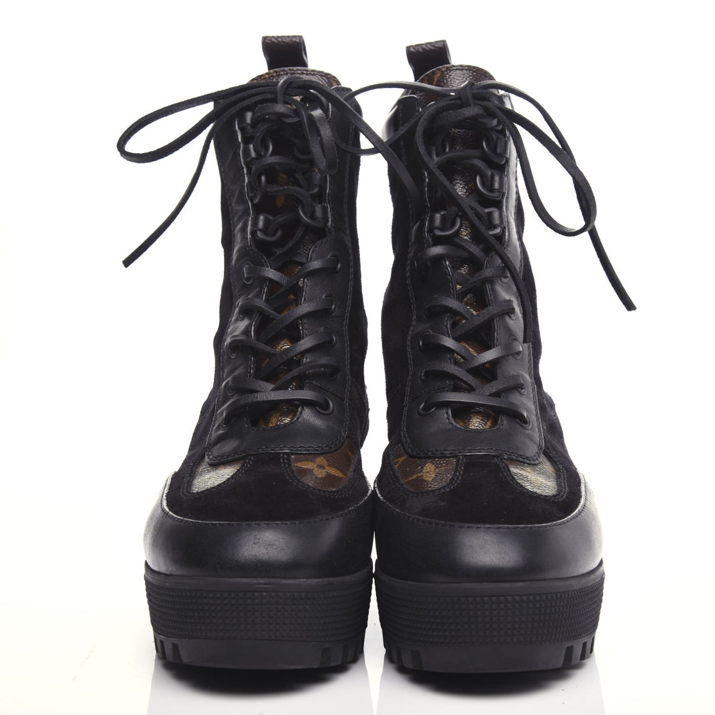 Suede Calfskin Monogram Laureate Platform Desert Boots 40 Black