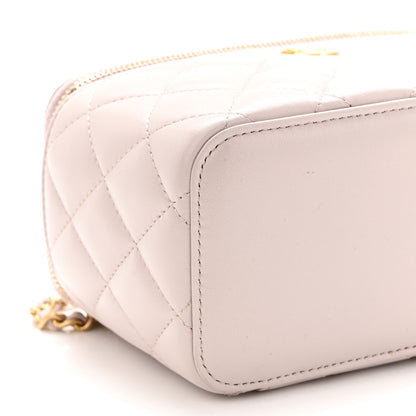 Chanel Lambskin Quilted Pearl Crush Small Vanity Case With Chain Light Purple 9 of 10