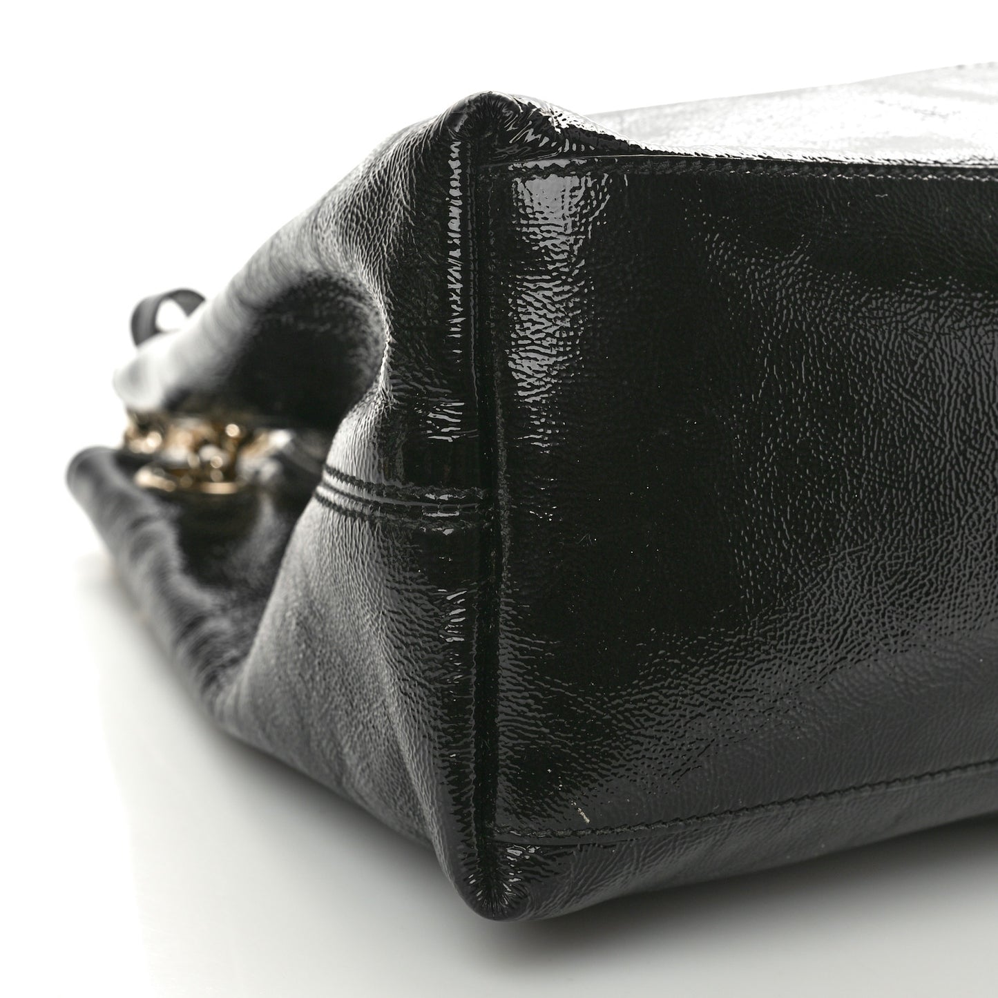 Patent Medium Soho Chain Shoulder Bag Black