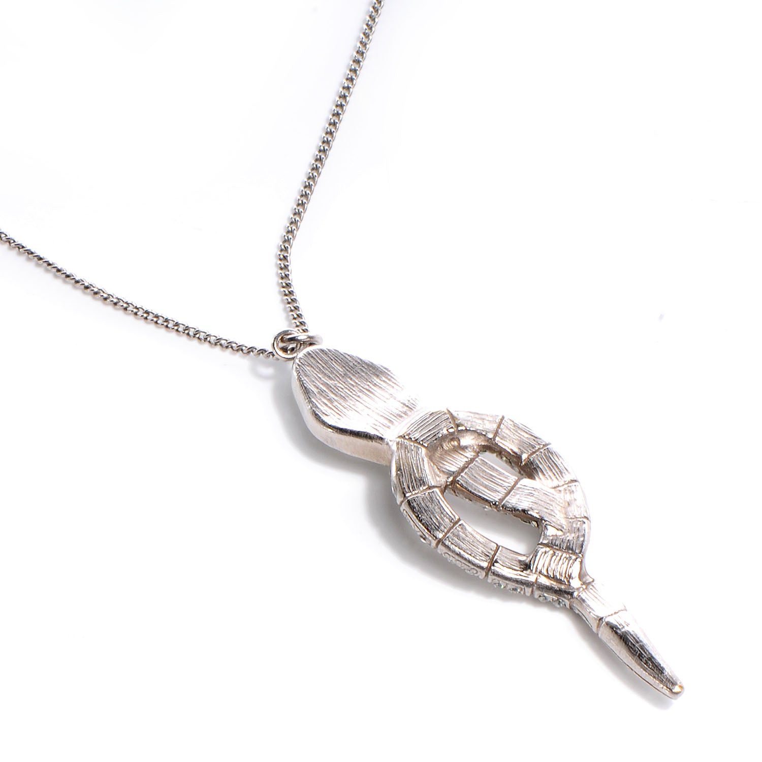 Chanel Crystal Serpent Snake Necklace Silver 4 of 4