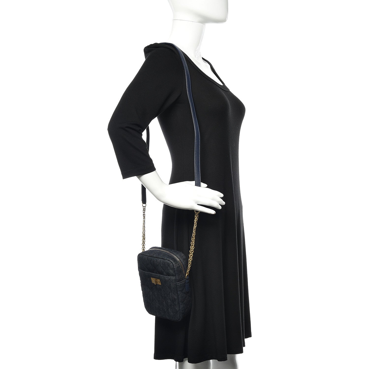 Chanel Washed Denim Quilted Reissue Camera Case Black 2 of 10