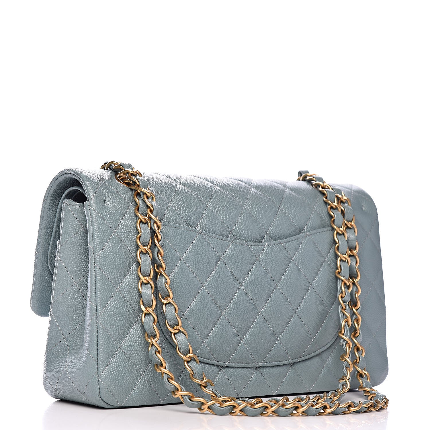 Chanel Iridescent Caviar Quilted Medium Double Flap Light Blue 3 of 11