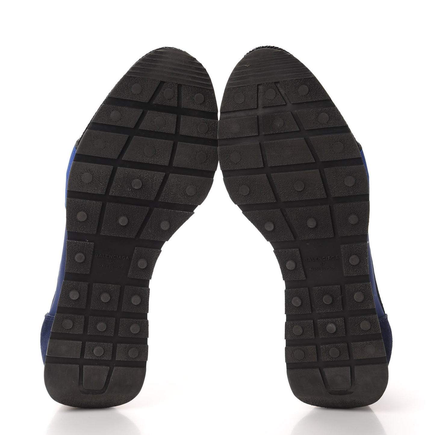 Calfskin Neoprene Mesh Suede Womens Race Runner Sneakers 37 Black Bleu