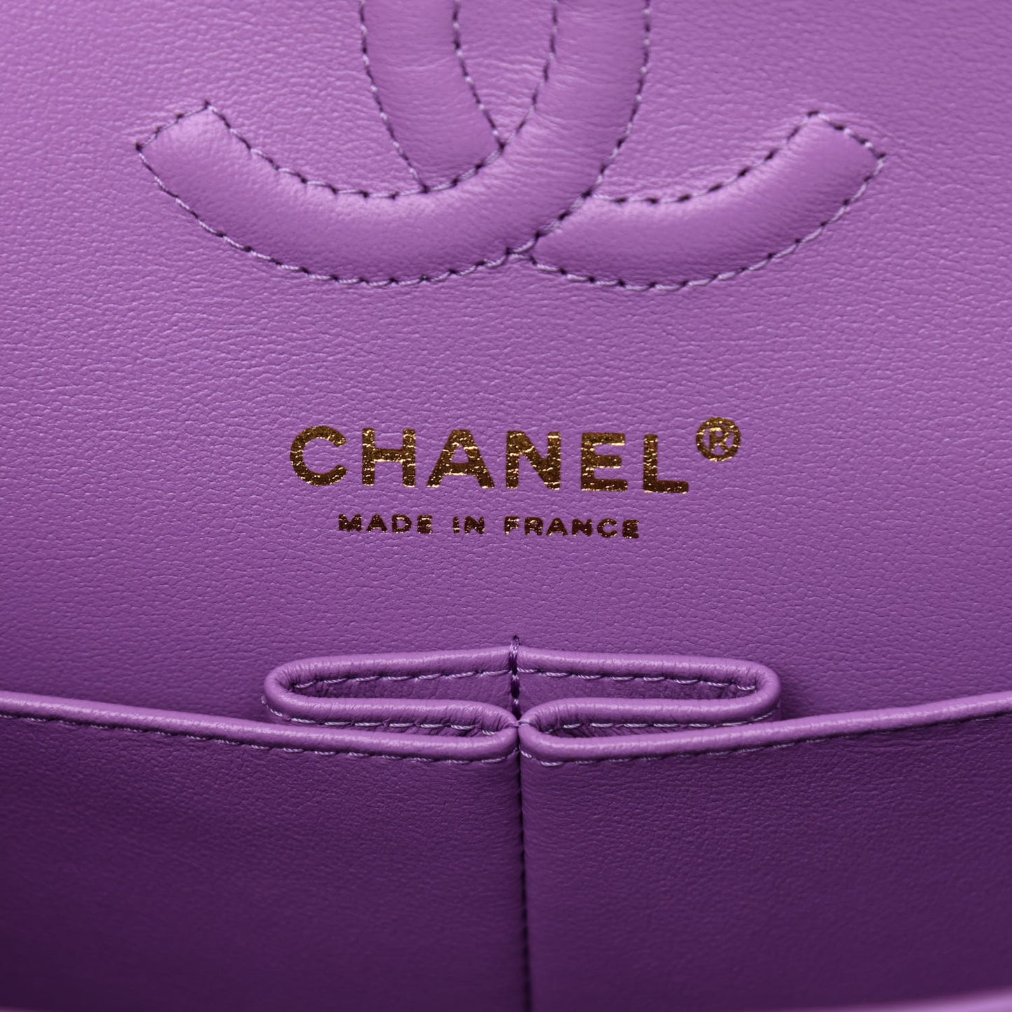 Caviar Quilted Small Double Flap Purple