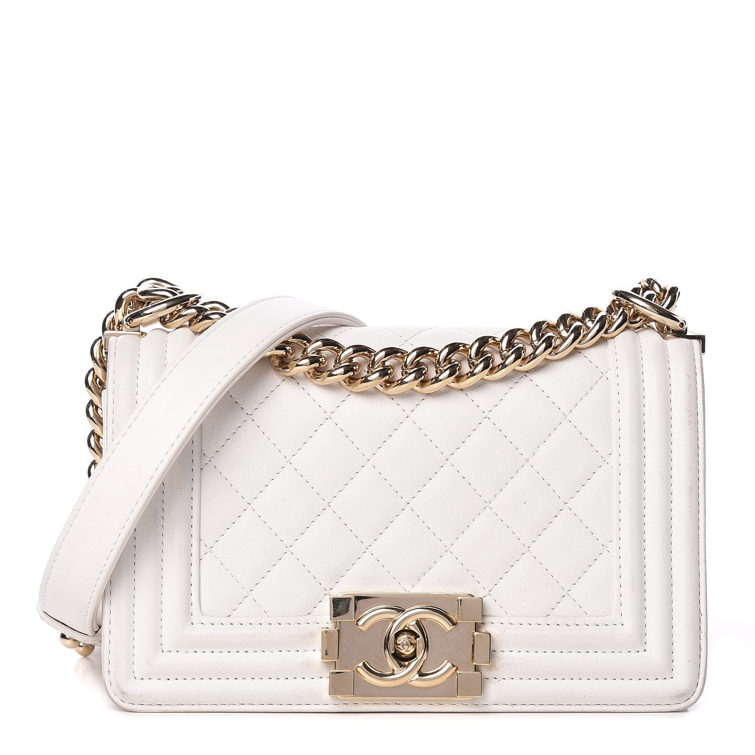 Chanel Calfskin Quilted Small Boy Flap White 1 of 19