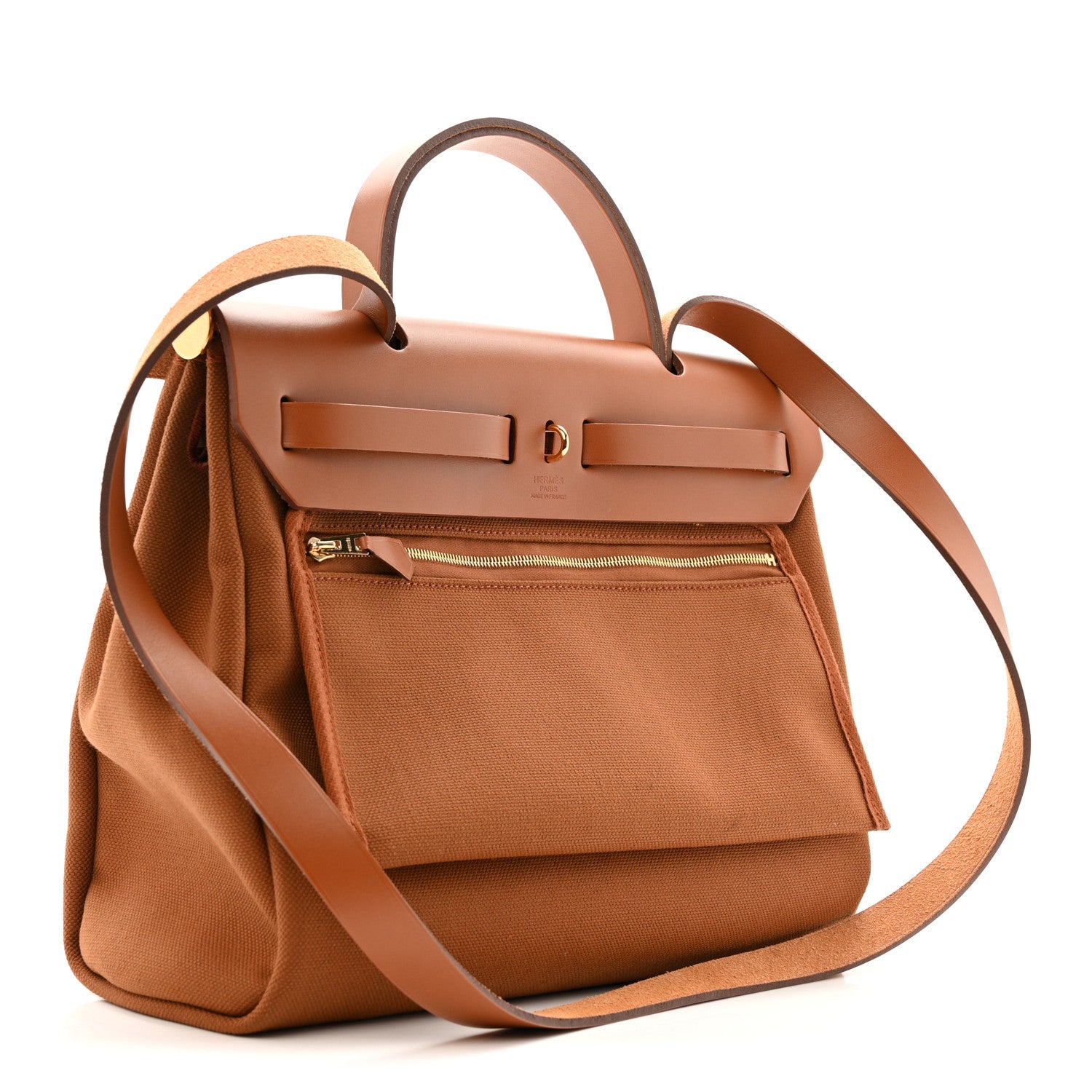 Hermes Military Toile Vache Hunter Herbag Zip Retourne 31 PM Fauve 4 of 12