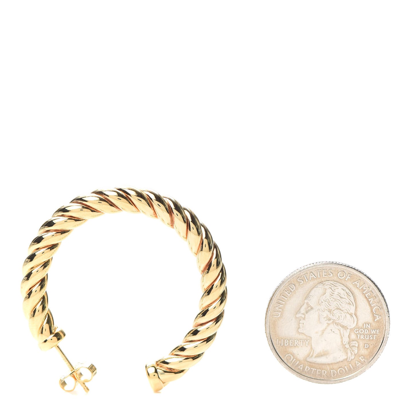 18K Yellow Gold Sculpted Cable Hoop Earrings