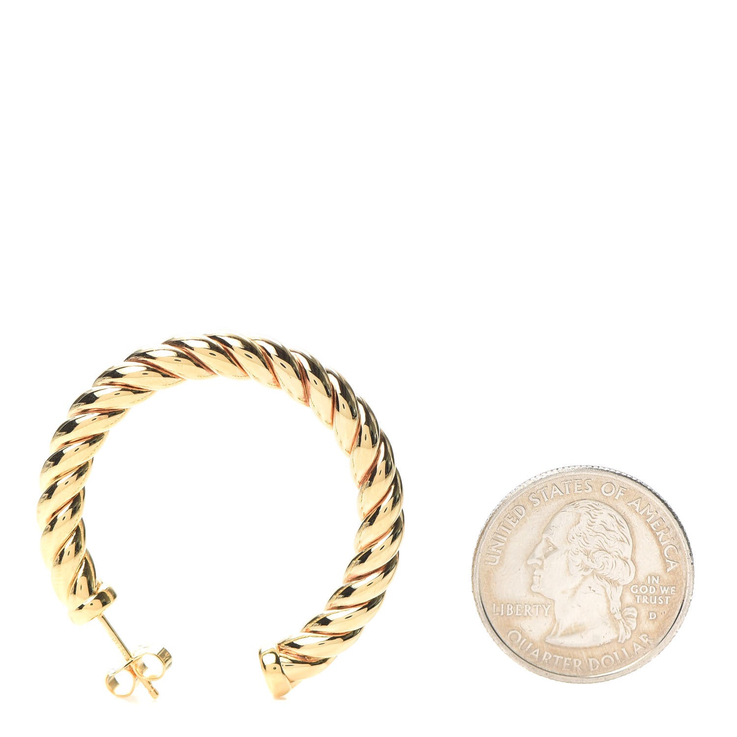 David Yurman 18K Yellow Gold Sculpted Cable Hoop Earrings 2 of 5