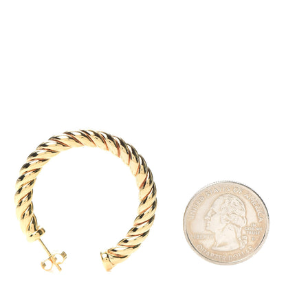 David Yurman 18K Yellow Gold Sculpted Cable Hoop Earrings 2 of 5