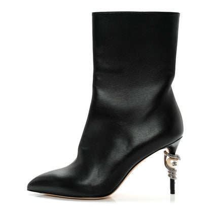 Chanel Lambskin Pearl Snake Ankle Boots 39 Black 1 of 11