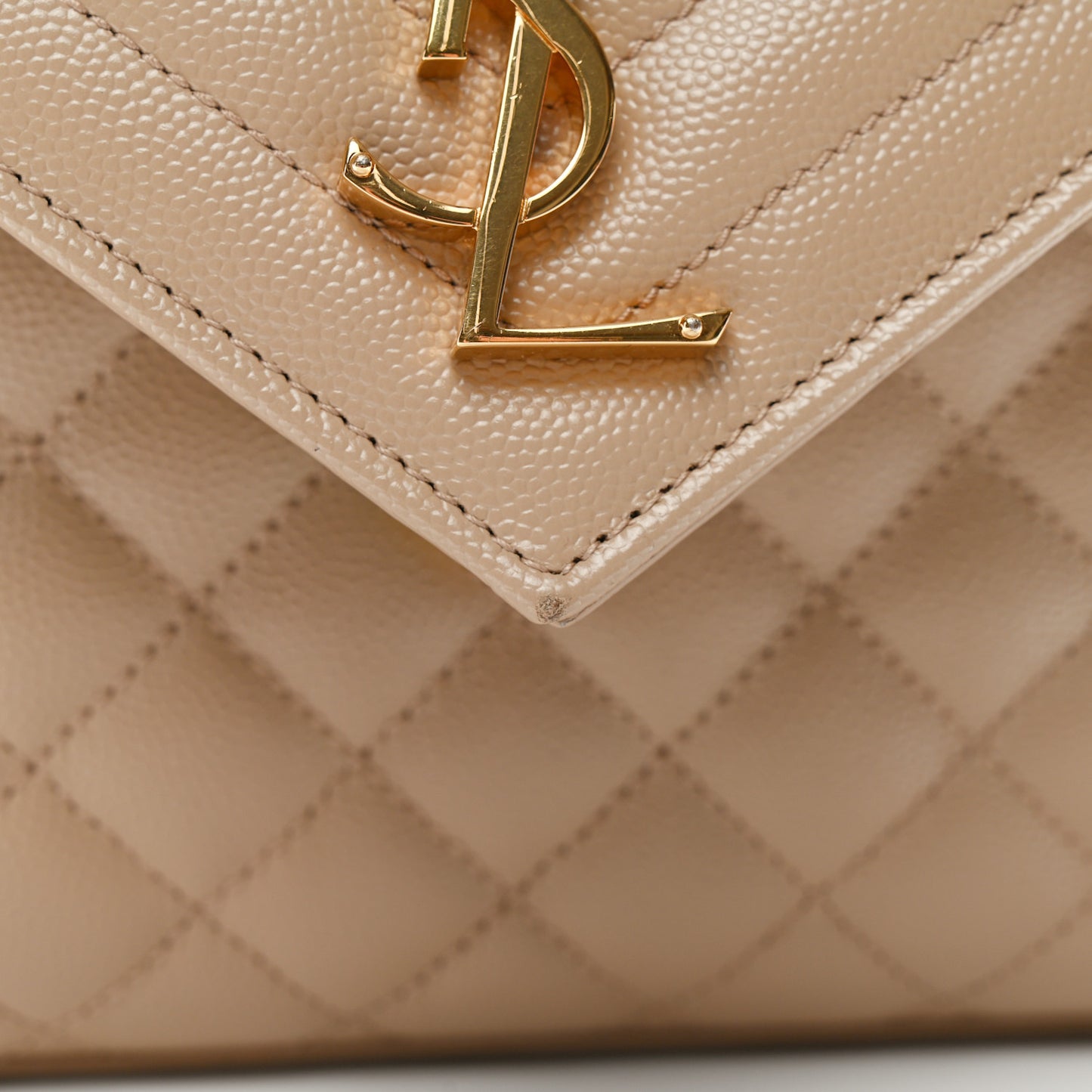 Grain De Poudre Textured Mixed Matelasse Medium Triquilt Monogram Satchel Dark Beige