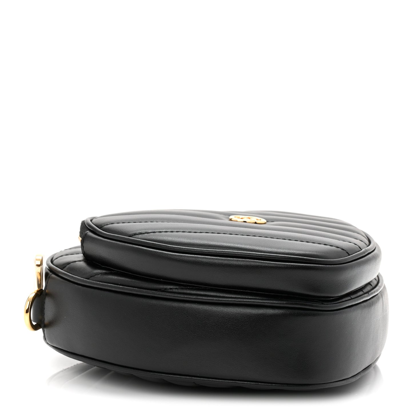 Calfskin Matelasse Diagonal Mini Interlocking G Heart Shoulder Bag Black
