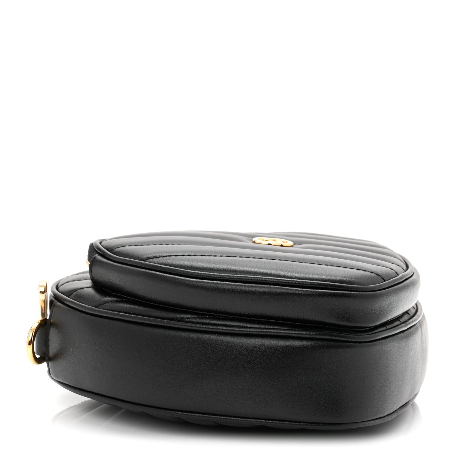 Gucci Calfskin Matelasse Diagonal Mini Interlocking G Heart Shoulder Bag Black 4 of 10