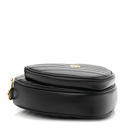 Gucci Calfskin Matelasse Diagonal Mini Interlocking G Heart Shoulder Bag Black 4 of 10