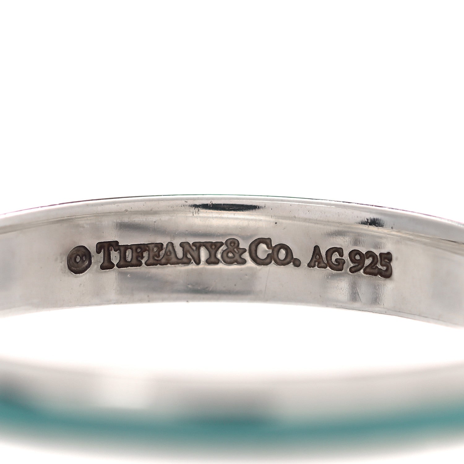 Tiffany Sterling Silver Enamel Stackable Ring Blue 54 7 4 of 5
