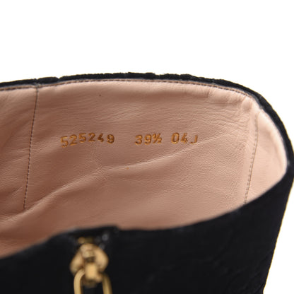 Gucci Velvet GG Monogram Crystal Horsebit Knee High Boots 39.5 Black 7 of 8