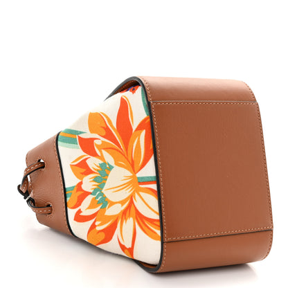 Loewe Calfskin Embroidered Floral Mini Hammock Shoulder Bag Tan White 4 of 10