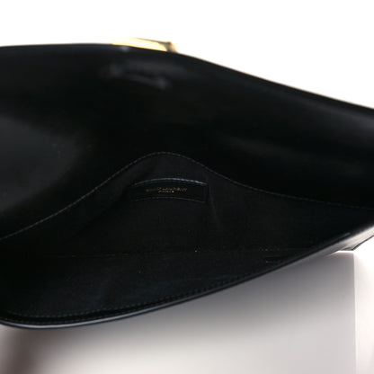 Saint Laurent Smooth Shiny Calfskin Monogram Uptown Pouch Black 6 of 10