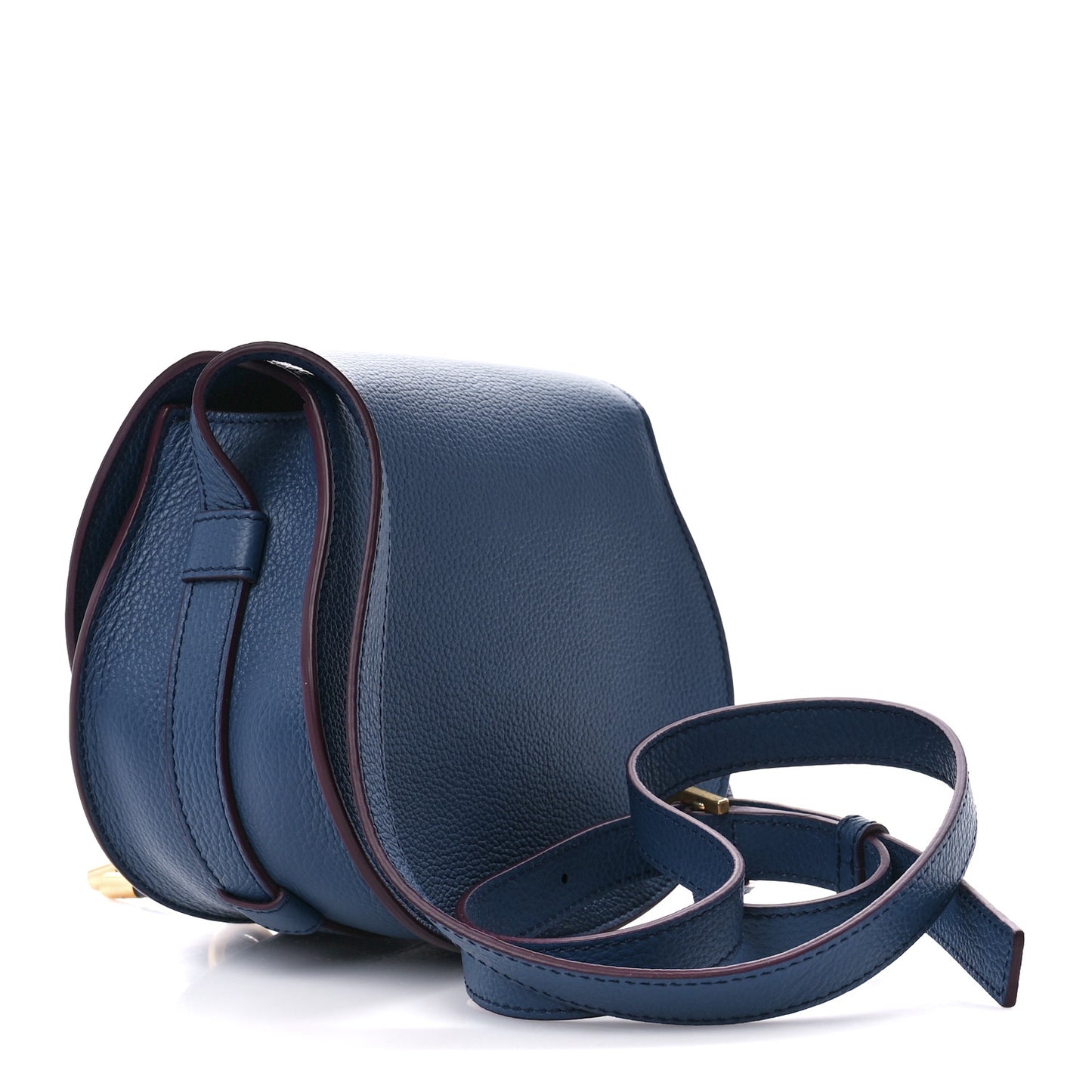 Grained Calfskin Small Marcie Saddle Bag Deep Denim