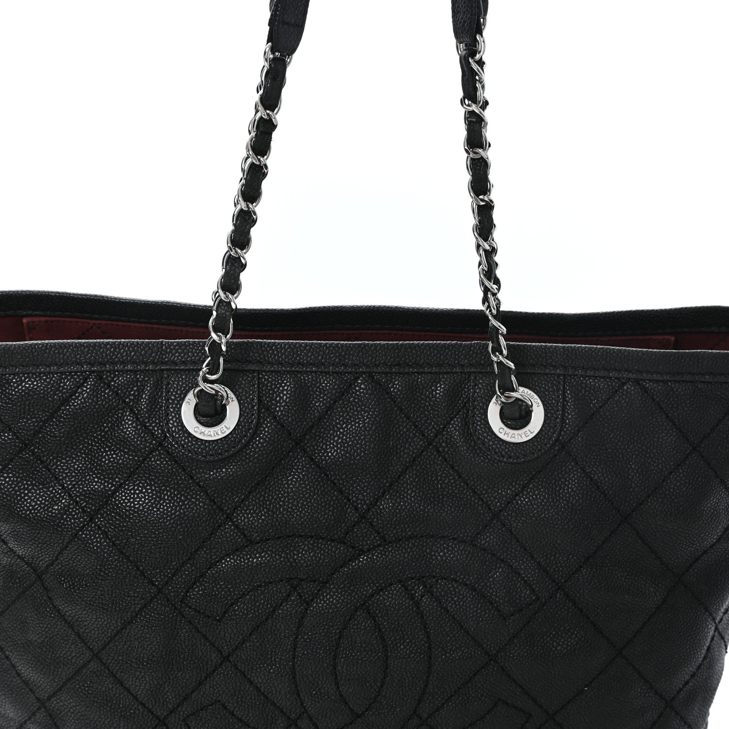 Chanel Grained Calfskin Quilted Small Daily Shopping Tote Black 7 of 11