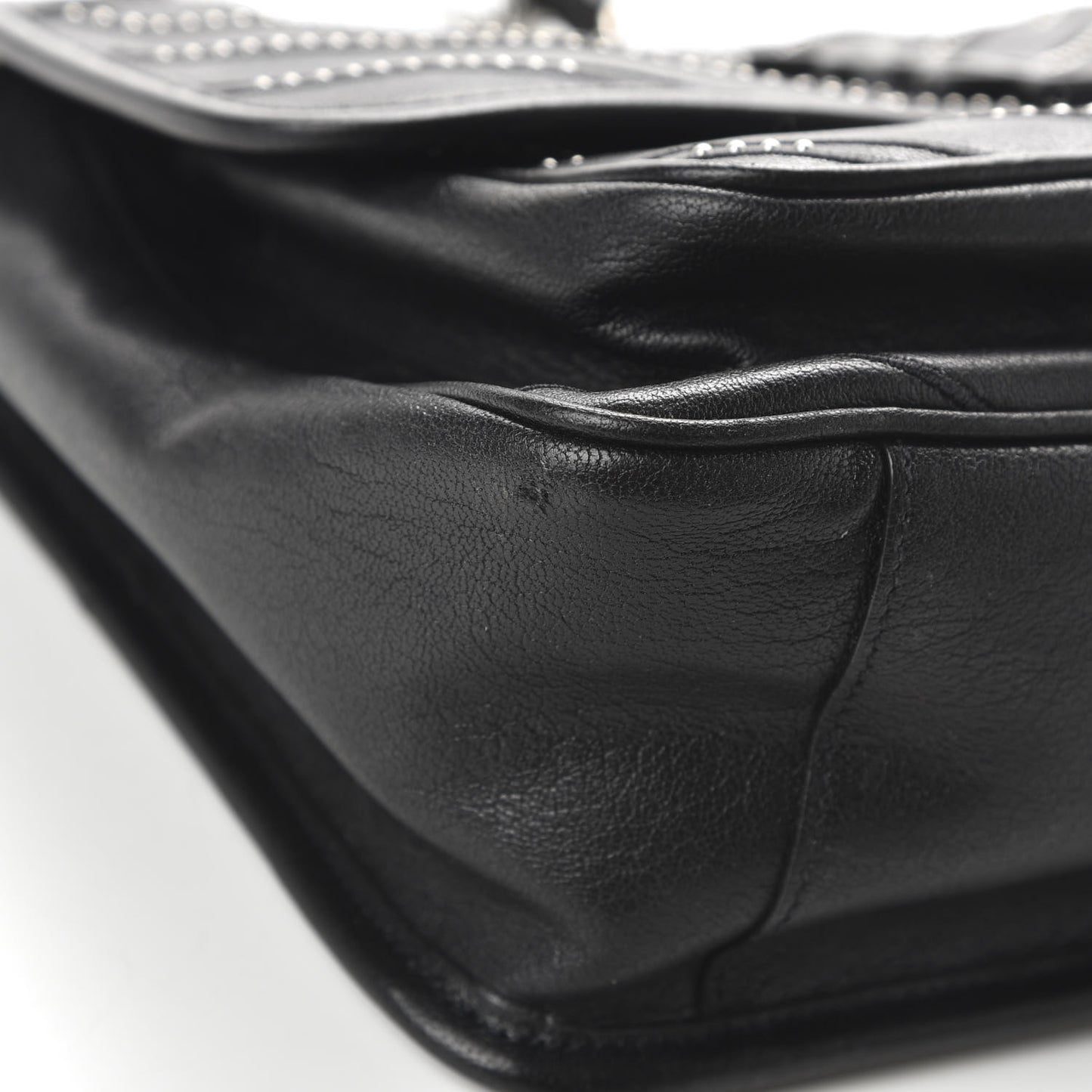Calfskin Matelasse Monogram Microstud Medium Niki Chain Satchel Black