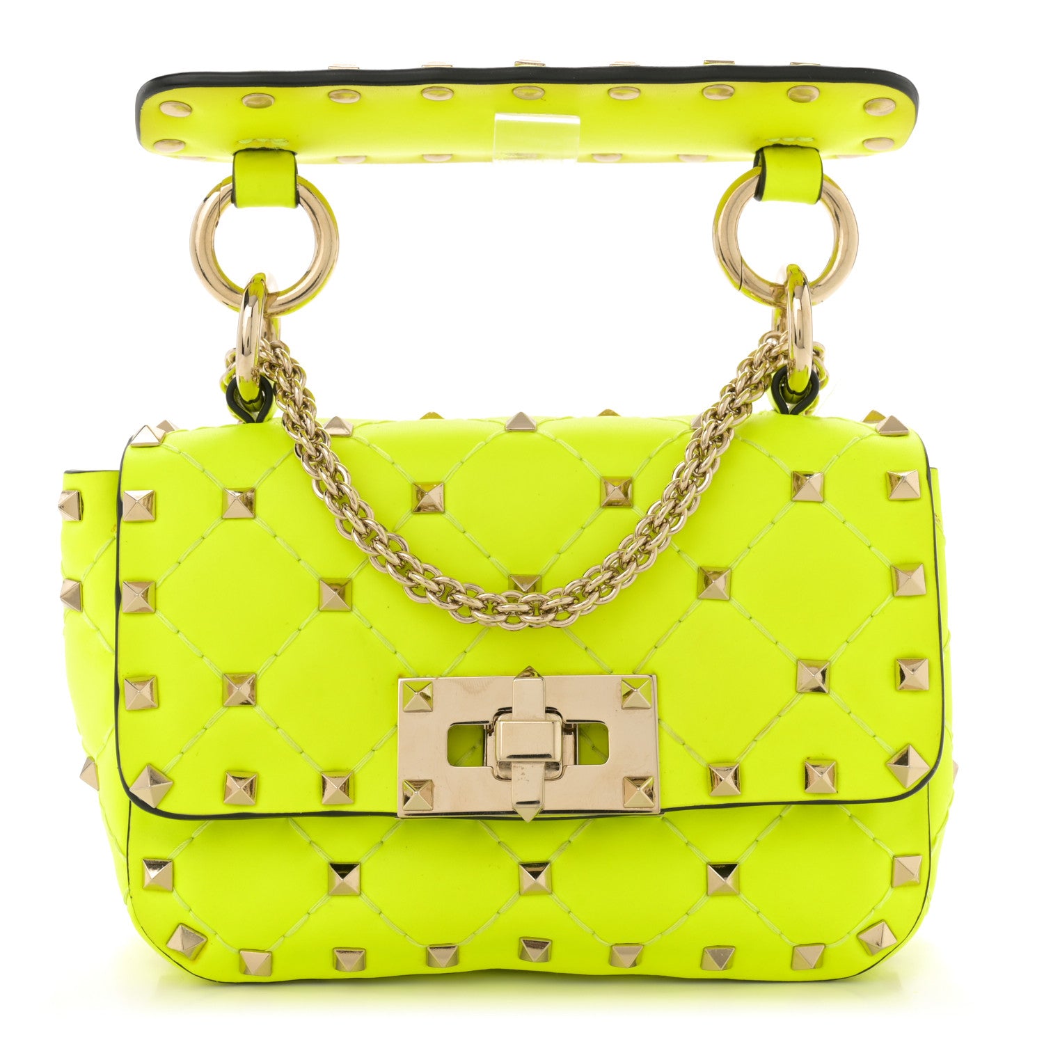 Valentino Garavani Calfskin Micro Rockstud Spike Shoulder Bag Lime 1 of 15