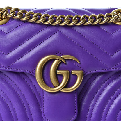 Gucci Calfskin Matelasse Mini GG Marmont Shoulder Bag Shine Purple 10 of 10